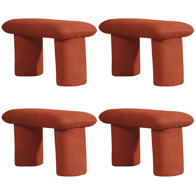 Modern Velvet Boucle Pouf Plain Rectangle Water Resistant Sherpa Pouf 31"L x 13"W x 17"H Orange 4 Piece Set Clearhalo 'furn' 'furn_ottomans_poufs' 'Furniture' 'Living Room Furniture' 'Ottomans & Poufs' 'ottomans_poufs' 5852626