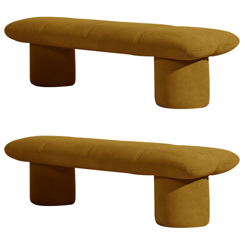 Modern Velvet Boucle Pouf Plain Rectangle Water Resistant Sherpa Pouf 44.5"L x 13"W x 13"H Yellow 2 Piece Set Clearhalo 'furn' 'furn_ottomans_poufs' 'Furniture' 'Living Room Furniture' 'Ottomans & Poufs' 'ottomans_poufs' 5852632