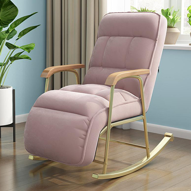 Modern Style Rocking Chair Metal Frame Spindle Rocker Chair with Cushion Rose Bloom Clearhalo 'Chairs & Seating' 'furn' 'furn_rocking_chairs' 'Furniture' 'Living Room Furniture' 'Rocking Chairs' 'rocking_chairs' 5853603