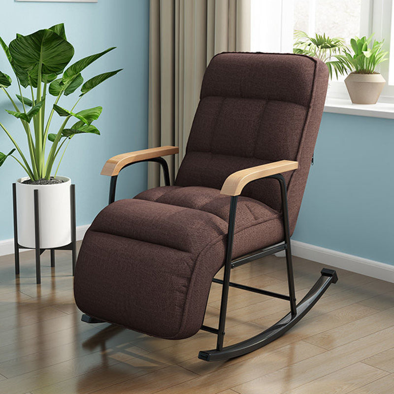 Modern Style Rocking Chair Metal Frame Spindle Rocker Chair with Cushion Coffee Clearhalo 'Chairs & Seating' 'furn' 'furn_rocking_chairs' 'Furniture' 'Living Room Furniture' 'Rocking Chairs' 'rocking_chairs' 5853613