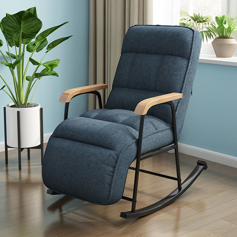 Modern Style Rocking Chair Metal Frame Spindle Rocker Chair with Cushion Dark Blue Clearhalo 'Chairs & Seating' 'furn' 'furn_rocking_chairs' 'Furniture' 'Living Room Furniture' 'Rocking Chairs' 'rocking_chairs' 5853614