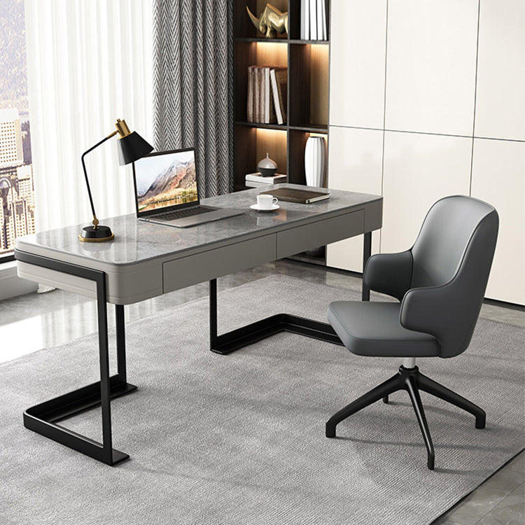 Modern Style 2-drawer Office Desk Sintered Stone Desk for Home Clearhalo 'furn' 'furn_office_desk' 'Furniture' 'Office Desks' 'Office Furniture' 'office_desk' 5855967