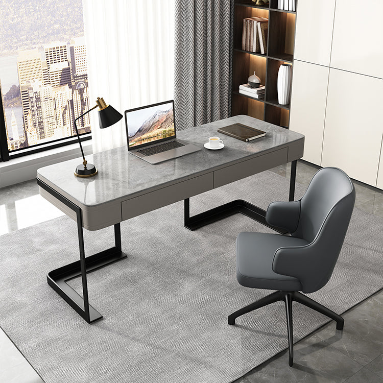 Modern Style 2-drawer Office Desk Sintered Stone Desk for Home Clearhalo 'furn' 'furn_office_desk' 'Furniture' 'Office Desks' 'Office Furniture' 'office_desk' 5855968