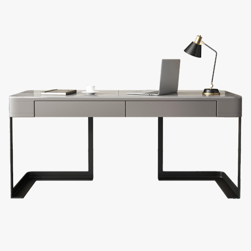 Modern Style 2-drawer Office Desk Sintered Stone Desk for Home 63"L x 23.6"W x 29.5"H Clearhalo 'furn' 'furn_office_desk' 'Furniture' 'Office Desks' 'Office Furniture' 'office_desk' 5855971