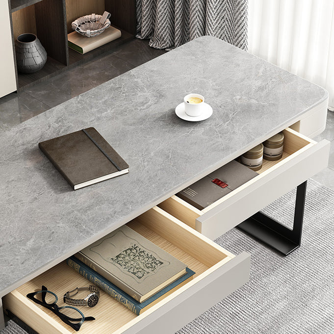 Modern Style 2-drawer Office Desk Sintered Stone Desk for Home Clearhalo 'furn' 'furn_office_desk' 'Furniture' 'Office Desks' 'Office Furniture' 'office_desk' 5855974