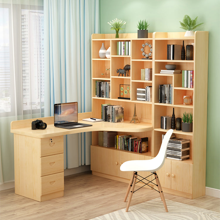 Distanza di libreria con angolo in legno massiccio moderno da 29,5 pollici per la scrivania per la casa