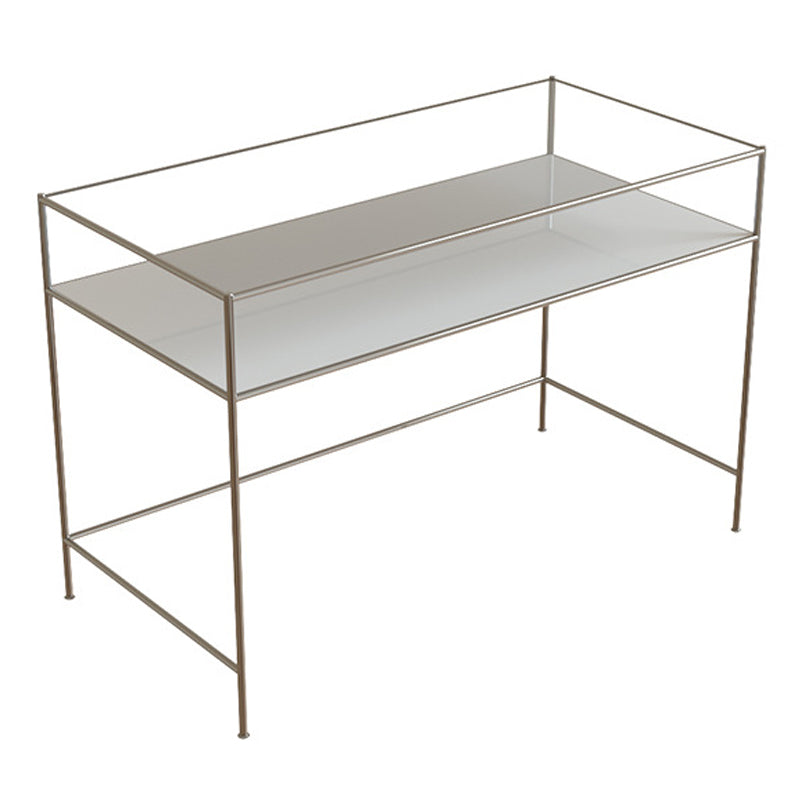 Modern Tempered Glass Desk Living Room Study Writing Desk, 47.2''L x 23.6''W White Clearhalo 'furn' 'furn_office_desk' 'Furniture' 'Office Desks' 'Office Furniture' 'office_desk' 5856049