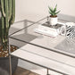 Modern Tempered Glass Desk Living Room Study Writing Desk, 47.2''L x 23.6''W Clearhalo 'furn' 'furn_office_desk' 'Furniture' 'Office Desks' 'Office Furniture' 'office_desk' 5856050