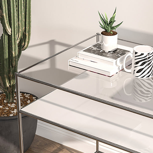 Modern Tempered Glass Desk Living Room Study Writing Desk, 47.2''L x 23.6''W Clearhalo 'furn' 'furn_office_desk' 'Furniture' 'Office Desks' 'Office Furniture' 'office_desk' 5856050