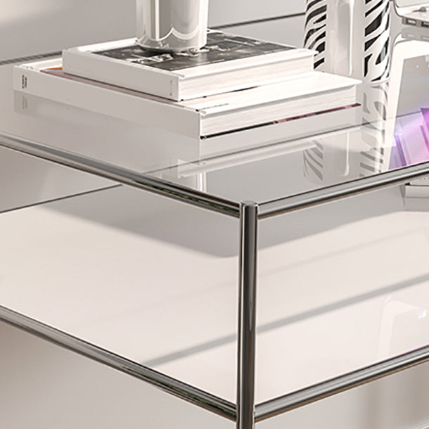 Modern Tempered Glass Desk Living Room Study Writing Desk, 47.2''L x 23.6''W Clearhalo 'furn' 'furn_office_desk' 'Furniture' 'Office Desks' 'Office Furniture' 'office_desk' 5856051