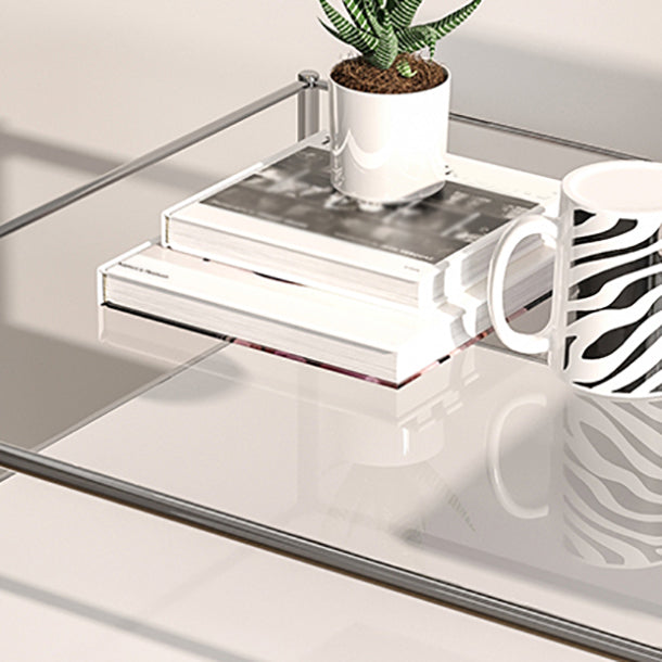 Modern Tempered Glass Desk Living Room Study Writing Desk, 47.2''L x 23.6''W Clearhalo 'furn' 'furn_office_desk' 'Furniture' 'Office Desks' 'Office Furniture' 'office_desk' 5856052