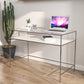 Modern Tempered Glass Desk Living Room Study Writing Desk, 47.2''L x 23.6''W Clearhalo 'furn' 'furn_office_desk' 'Furniture' 'Office Desks' 'Office Furniture' 'office_desk' 5856055