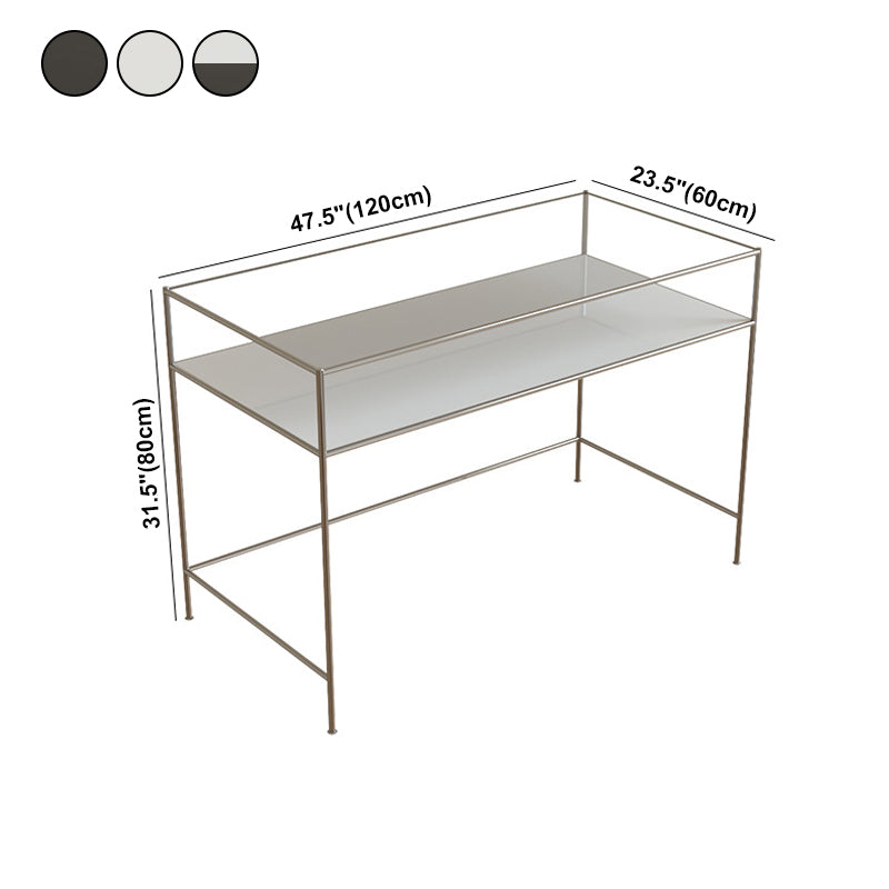 Modern Tempered Glass Desk Living Room Study Writing Desk, 47.2''L x 23.6''W Clearhalo 'furn' 'furn_office_desk' 'Furniture' 'Office Desks' 'Office Furniture' 'office_desk' 5856057