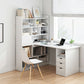 28.15-Inch Modern & Contemporary L-Shape Wooden Desk Bedroom with Bookshelf Writing Desk White Clearhalo 'furn' 'furn_office_desk' 'Furniture' 'Office Desks' 'Office Furniture' 'office_desk' 5856208
