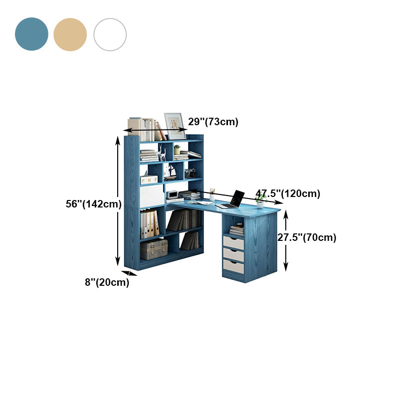 28.15-Inch Modern & Contemporary L-Shape Wooden Desk Bedroom with Bookshelf Writing Desk Clearhalo 'furn' 'furn_office_desk' 'Furniture' 'Office Desks' 'Office Furniture' 'office_desk' 5856217