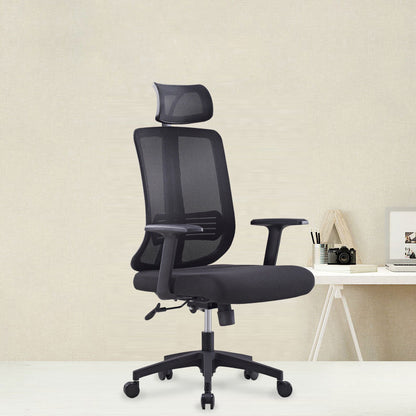 Contemporary Mesh Office Desk Chair High Back Black Office Chair with Arms Headrest 1 Piece Clearhalo 'furn' 'furn_office_chair' 'Furniture' 'Office Chairs' 'Office Furniture' 'office_chair' 5856266