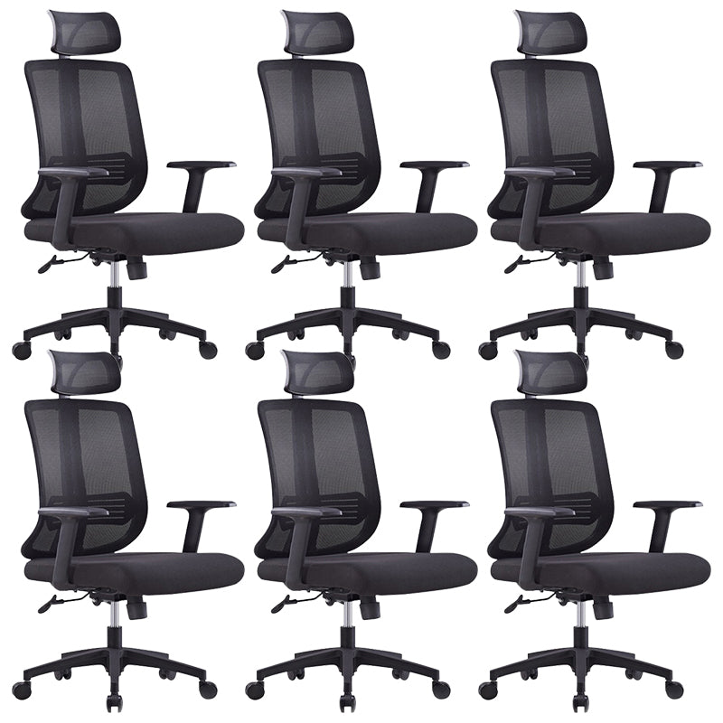Contemporary Mesh Office Desk Chair High Back Black Office Chair with Arms Headrest 6 Piece Set Clearhalo 'furn' 'furn_office_chair' 'Furniture' 'Office Chairs' 'Office Furniture' 'office_chair' 5856270