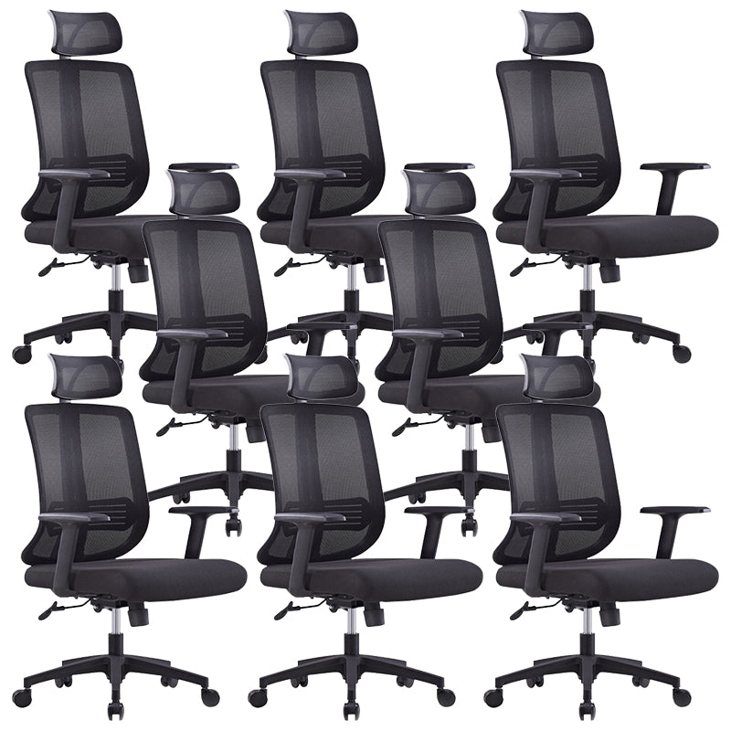 Contemporary Mesh Office Desk Chair High Back Black Office Chair with Arms Headrest 8 Piece Set Clearhalo 'furn' 'furn_office_chair' 'Furniture' 'Office Chairs' 'Office Furniture' 'office_chair' 5856272