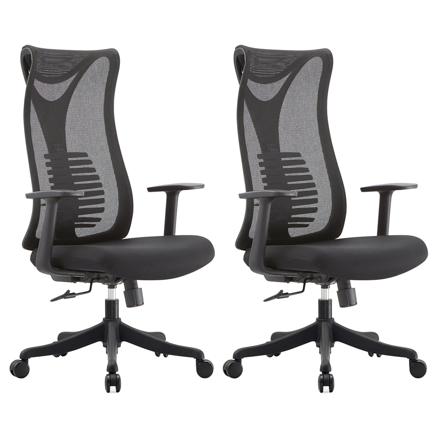Contemporary Mesh Office Desk Chair High Back Black Office Chair with Arms Without Headrest 2 Piece Set Clearhalo 'furn' 'furn_office_chair' 'Furniture' 'Office Chairs' 'Office Furniture' 'office_chair' 5856276