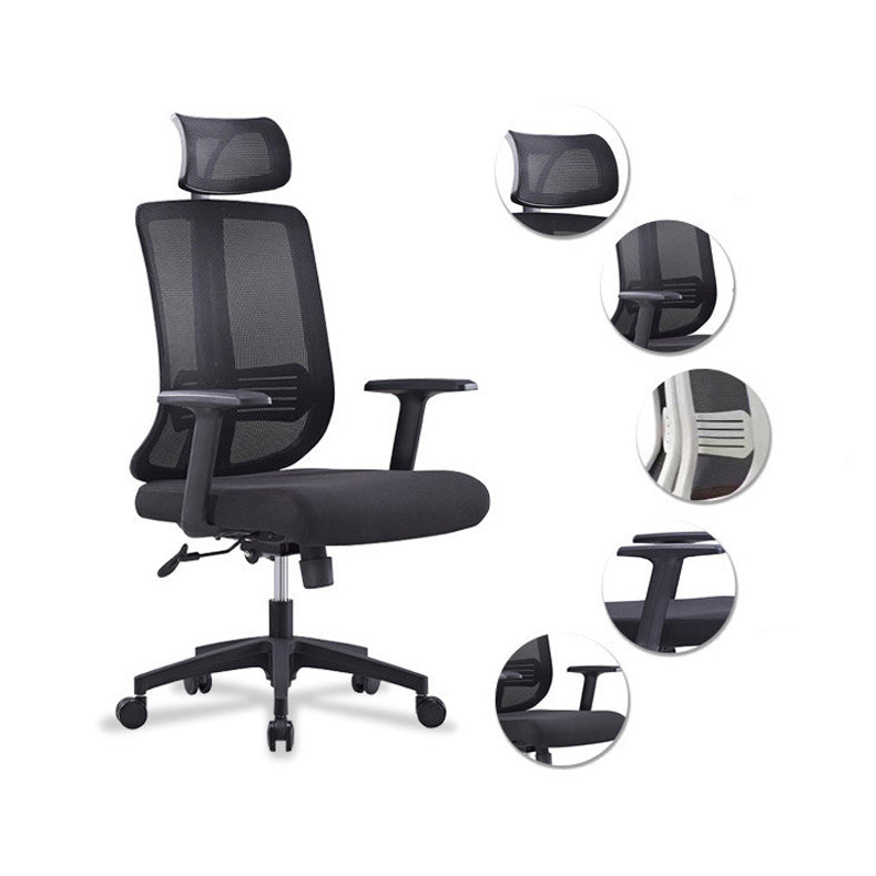 Contemporary Mesh Office Desk Chair High Back Black Office Chair with Arms Clearhalo 'furn' 'furn_office_chair' 'Furniture' 'Office Chairs' 'Office Furniture' 'office_chair' 5856277