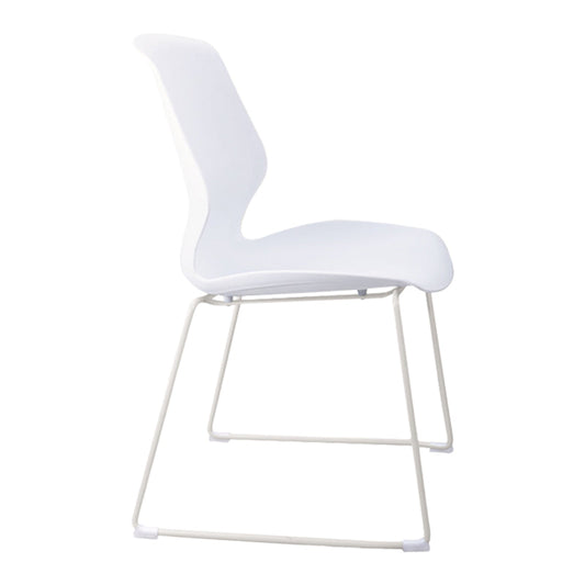 Modern Steel Office Chair Plastic Armless No Wheels Office Chair Gloss White 1 Piece