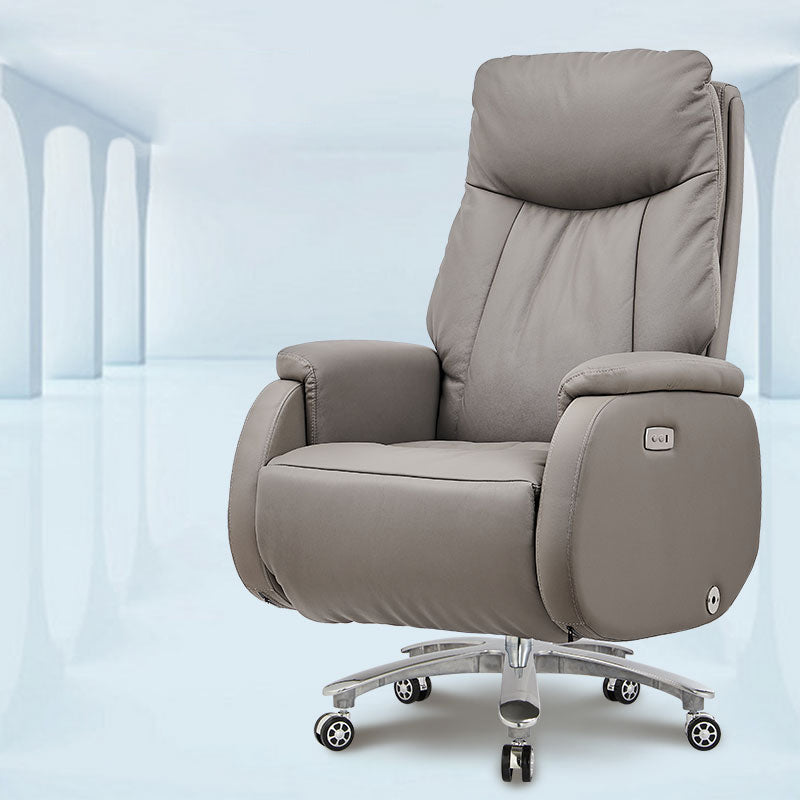 Chaise de bureau en simili cuir et cadre chromé, chaise pivotante à mécanisme d'inclinaison