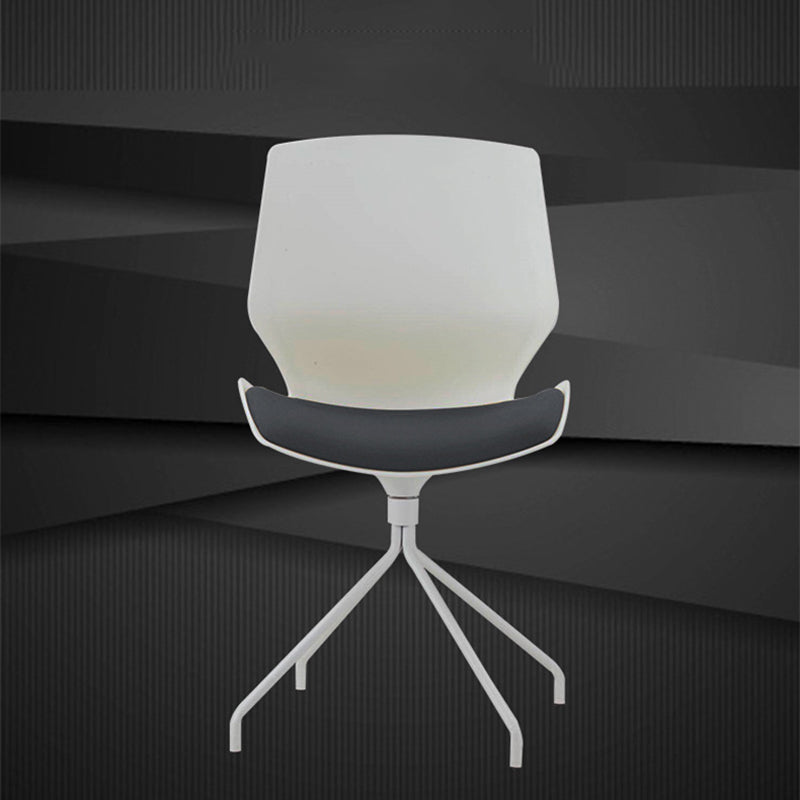 Modern No Wheels Desk Chair White Cotton Armless Office Chair Clearhalo 'furn' 'furn_office_chair' 'Furniture' 'Office Chairs' 'Office Furniture' 'office_chair' 5856454