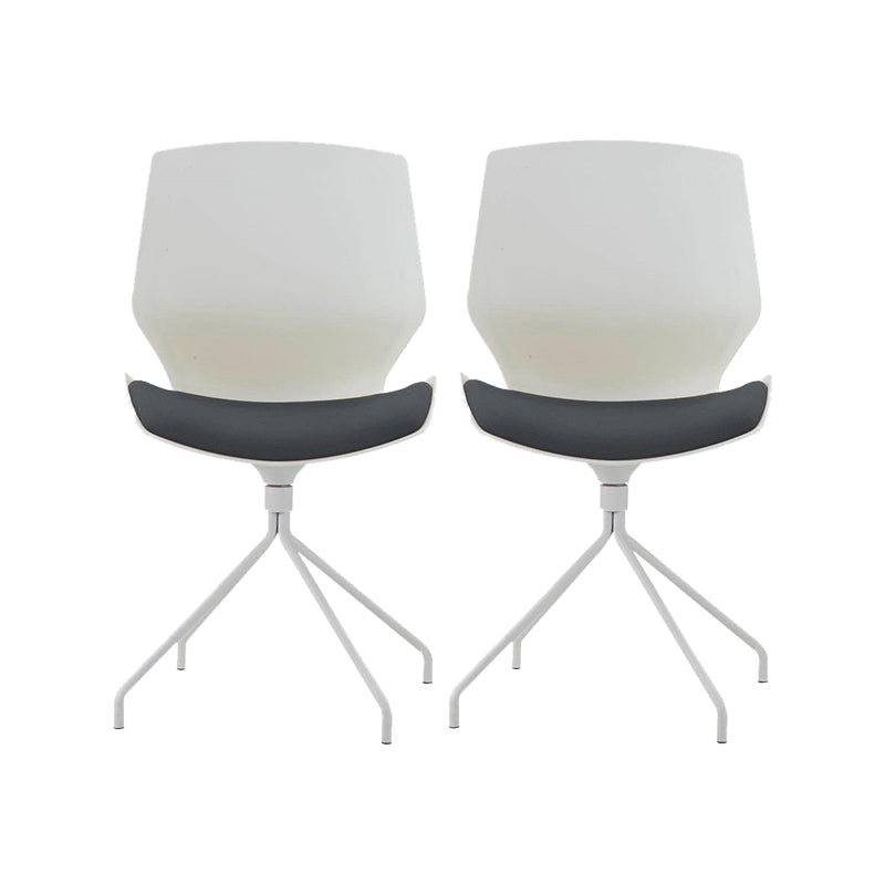 Modern No Wheels Desk Chair White Cotton Armless Office Chair 2 Piece Set Clearhalo 'furn' 'furn_office_chair' 'Furniture' 'Office Chairs' 'Office Furniture' 'office_chair' 5856456