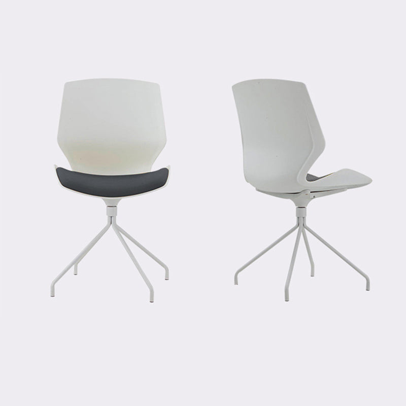 Modern No Wheels Desk Chair White Cotton Armless Office Chair Clearhalo 'furn' 'furn_office_chair' 'Furniture' 'Office Chairs' 'Office Furniture' 'office_chair' 5856457