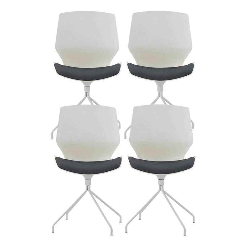 Modern No Wheels Desk Chair White Cotton Armless Office Chair 4 Piece Set Clearhalo 'furn' 'furn_office_chair' 'Furniture' 'Office Chairs' 'Office Furniture' 'office_chair' 5856458