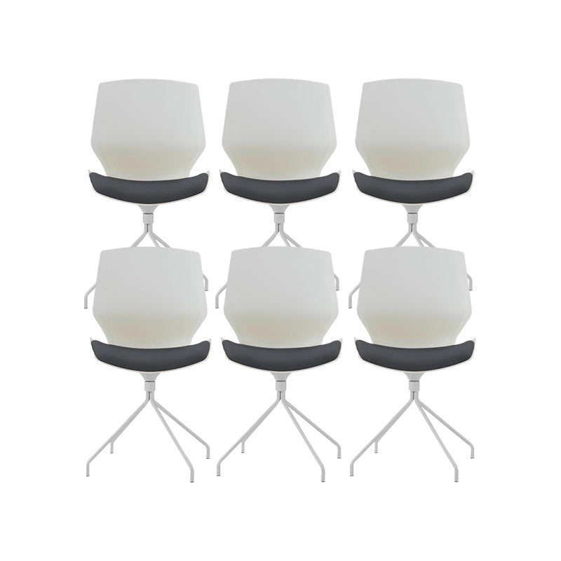 Modern No Wheels Desk Chair White Cotton Armless Office Chair 6 Piece Set Clearhalo 'furn' 'furn_office_chair' 'Furniture' 'Office Chairs' 'Office Furniture' 'office_chair' 5856460