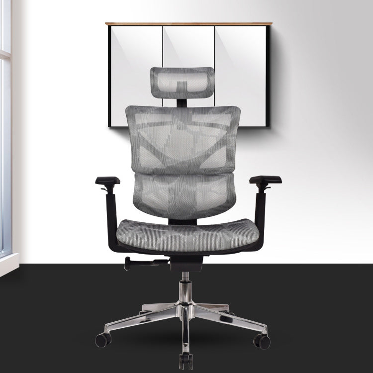 Contemporary Arm Chair Adjustable Seat Height Office Chair Pillow Included Silver 1 Piece Without Footrest Clearhalo 'furn' 'furn_office_chair' 'Furniture' 'Office Chairs' 'Office Furniture' 'office_chair' 5856543