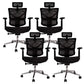 Contemporary Arm Chair Adjustable Seat Height Office Chair Pillow Included Black 4 Piece Set Without Footrest Clearhalo 'furn' 'furn_office_chair' 'Furniture' 'Office Chairs' 'Office Furniture' 'office_chair' 5856548
