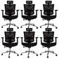 Contemporary Arm Chair Adjustable Seat Height Office Chair Pillow Included Black 6 Piece Set Without Footrest Clearhalo 'furn' 'furn_office_chair' 'Furniture' 'Office Chairs' 'Office Furniture' 'office_chair' 5856550