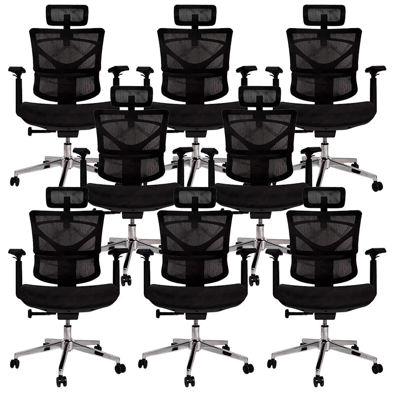 Contemporary Arm Chair Adjustable Seat Height Office Chair Pillow Included Black 8 Piece Set Without Footrest Clearhalo 'furn' 'furn_office_chair' 'Furniture' 'Office Chairs' 'Office Furniture' 'office_chair' 5856551