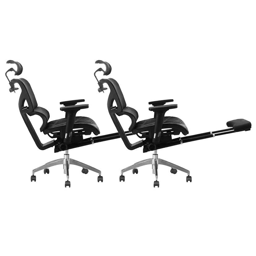 Contemporary Arm Chair Adjustable Seat Height Office Chair Pillow Included Black 2 Piece Set With Footrest Clearhalo 'furn' 'furn_office_chair' 'Furniture' 'Office Chairs' 'Office Furniture' 'office_chair' 5856556