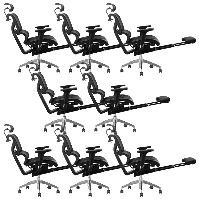 Contemporary Arm Chair Adjustable Seat Height Office Chair Pillow Included Black 8 Piece Set With Footrest Clearhalo 'furn' 'furn_office_chair' 'Furniture' 'Office Chairs' 'Office Furniture' 'office_chair' 5856562