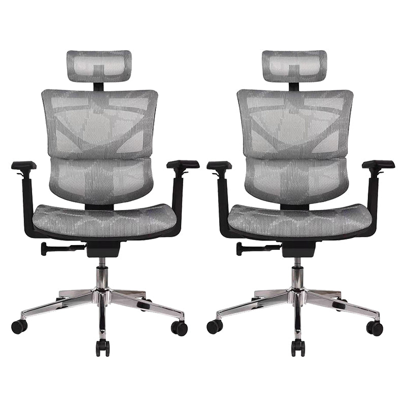 Contemporary Arm Chair Adjustable Seat Height Office Chair Pillow Included Silver 2 Piece Set Without Footrest Clearhalo 'furn' 'furn_office_chair' 'Furniture' 'Office Chairs' 'Office Furniture' 'office_chair' 5856563