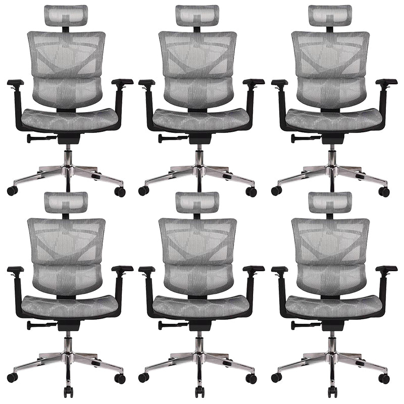 Contemporary Arm Chair Adjustable Seat Height Office Chair Pillow Included Silver 6 Piece Set Without Footrest Clearhalo 'furn' 'furn_office_chair' 'Furniture' 'Office Chairs' 'Office Furniture' 'office_chair' 5856567