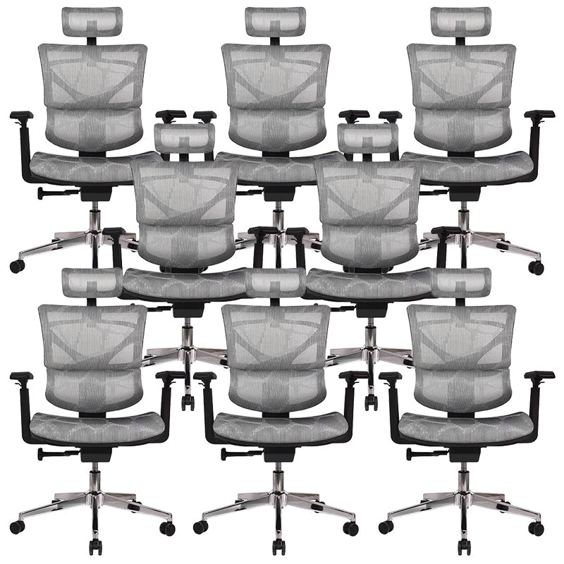 Contemporary Arm Chair Adjustable Seat Height Office Chair Pillow Included Silver 8 Piece Set Without Footrest Clearhalo 'furn' 'furn_office_chair' 'Furniture' 'Office Chairs' 'Office Furniture' 'office_chair' 5856570