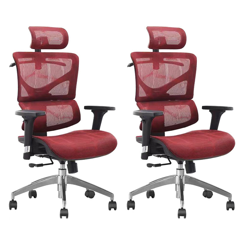 Contemporary Arm Chair Adjustable Seat Height Office Chair Pillow Included Red 2 Piece Set Without Footrest Clearhalo 'furn' 'furn_office_chair' 'Furniture' 'Office Chairs' 'Office Furniture' 'office_chair' 5856572