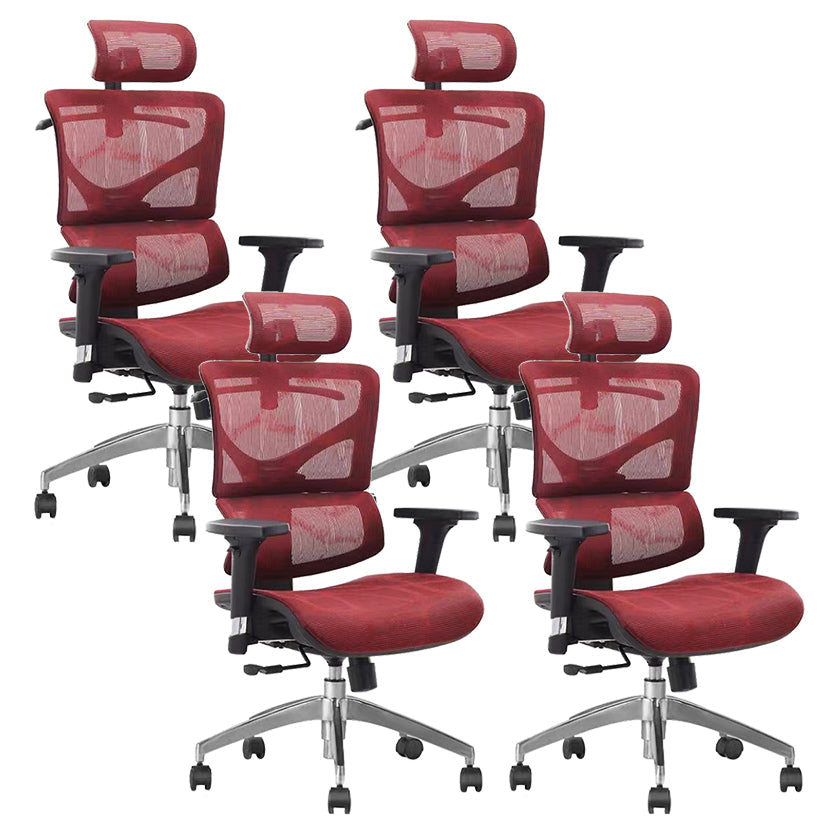 Contemporary Arm Chair Adjustable Seat Height Office Chair Pillow Included Red 4 Piece Set Without Footrest Clearhalo 'furn' 'furn_office_chair' 'Furniture' 'Office Chairs' 'Office Furniture' 'office_chair' 5856573