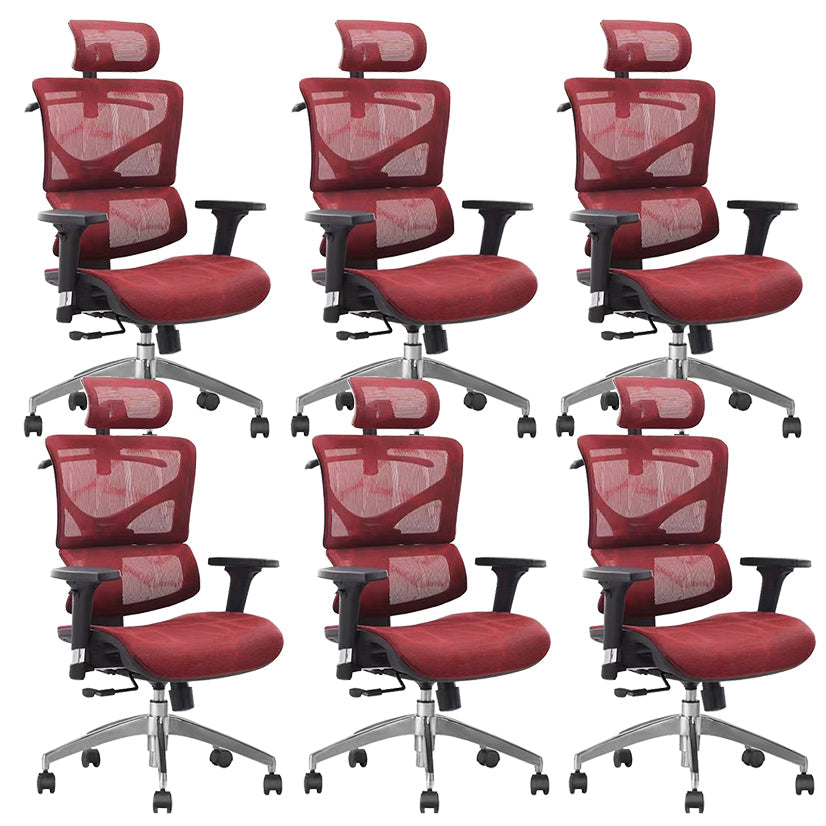 Contemporary Arm Chair Adjustable Seat Height Office Chair Pillow Included Red 6 Piece Set Without Footrest Clearhalo 'furn' 'furn_office_chair' 'Furniture' 'Office Chairs' 'Office Furniture' 'office_chair' 5856574