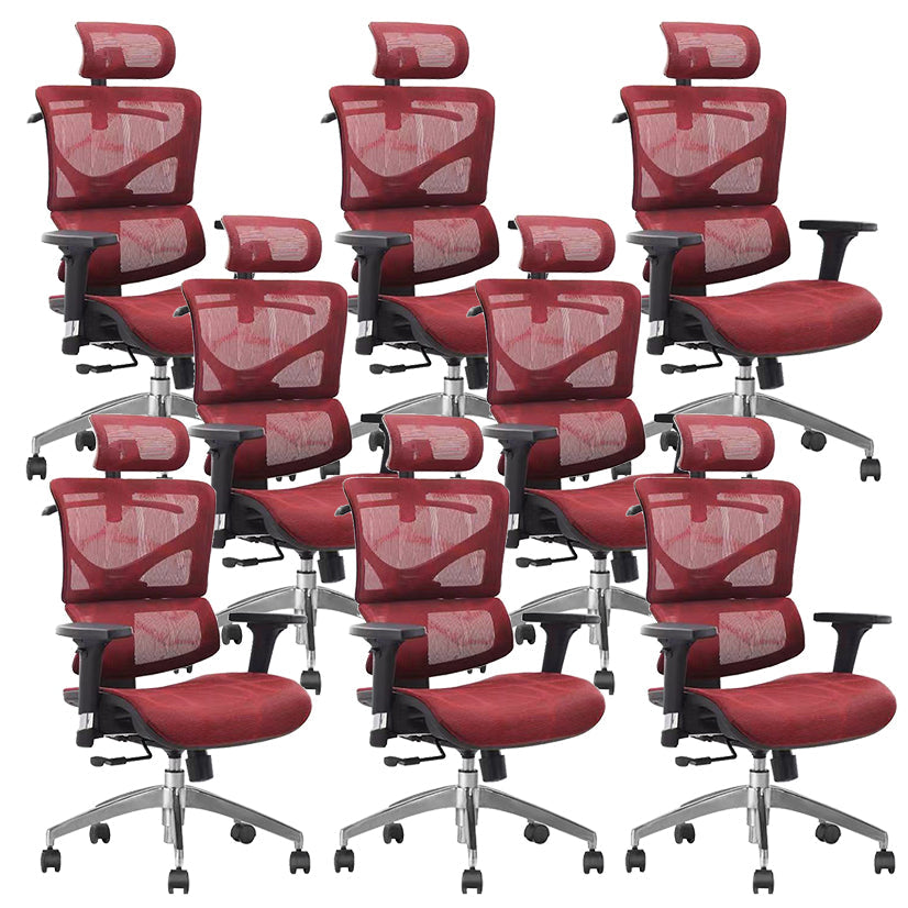 Contemporary Arm Chair Adjustable Seat Height Office Chair Pillow Included Red 8 Piece Set Without Footrest Clearhalo 'furn' 'furn_office_chair' 'Furniture' 'Office Chairs' 'Office Furniture' 'office_chair' 5856575