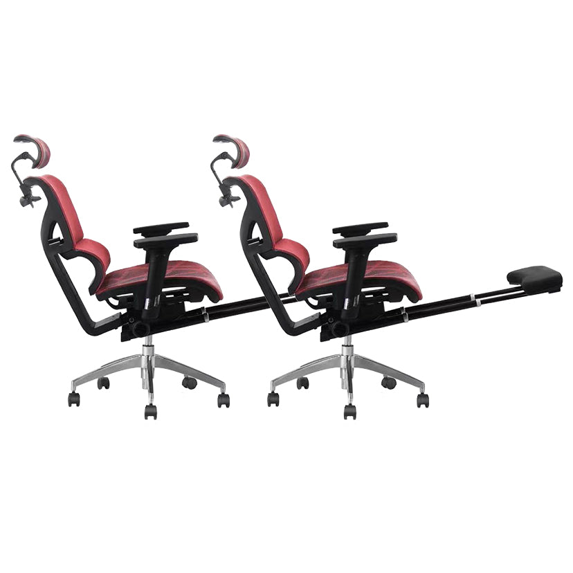 Contemporary Arm Chair Adjustable Seat Height Office Chair Pillow Included Red 2 Piece Set With Footrest Clearhalo 'furn' 'furn_office_chair' 'Furniture' 'Office Chairs' 'Office Furniture' 'office_chair' 5856577