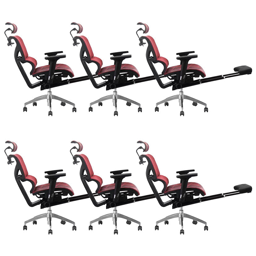 Contemporary Arm Chair Adjustable Seat Height Office Chair Pillow Included Red 6 Piece Set With Footrest Clearhalo 'furn' 'furn_office_chair' 'Furniture' 'Office Chairs' 'Office Furniture' 'office_chair' 5856579