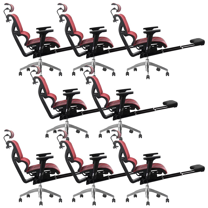 Contemporary Arm Chair Adjustable Seat Height Office Chair Pillow Included Red 8 Piece Set With Footrest Clearhalo 'furn' 'furn_office_chair' 'Furniture' 'Office Chairs' 'Office Furniture' 'office_chair' 5856580