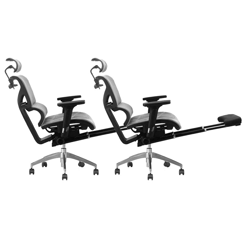 Contemporary Arm Chair Adjustable Seat Height Office Chair Pillow Included Silver 2 Piece Set With Footrest Clearhalo 'furn' 'furn_office_chair' 'Furniture' 'Office Chairs' 'Office Furniture' 'office_chair' 5856582
