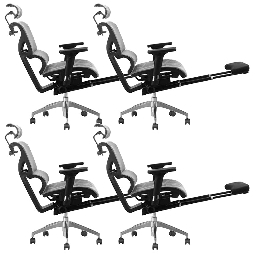 Contemporary Arm Chair Adjustable Seat Height Office Chair Pillow Included Silver 4 Piece Set With Footrest Clearhalo 'furn' 'furn_office_chair' 'Furniture' 'Office Chairs' 'Office Furniture' 'office_chair' 5856583