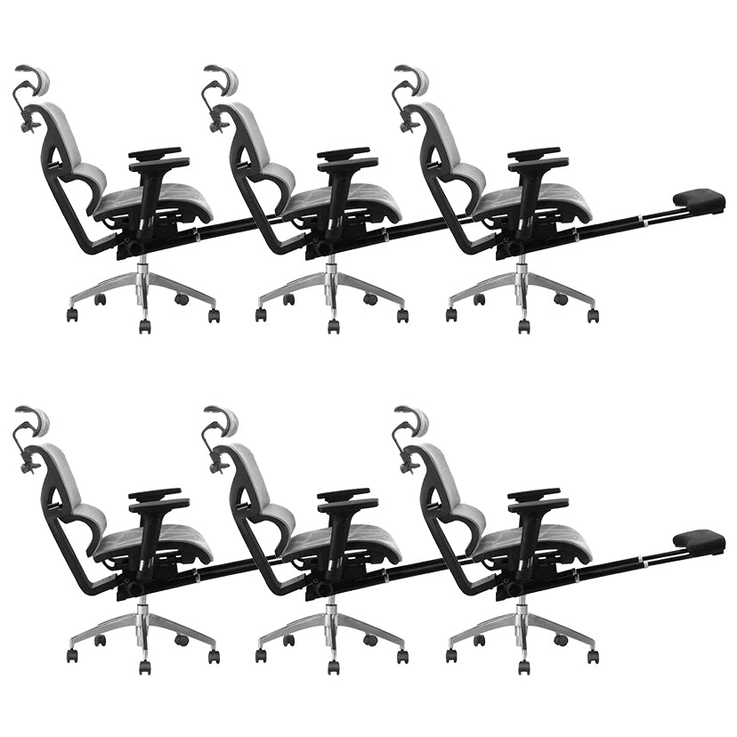 Contemporary Arm Chair Adjustable Seat Height Office Chair Pillow Included Silver 6 Piece Set With Footrest Clearhalo 'furn' 'furn_office_chair' 'Furniture' 'Office Chairs' 'Office Furniture' 'office_chair' 5856584